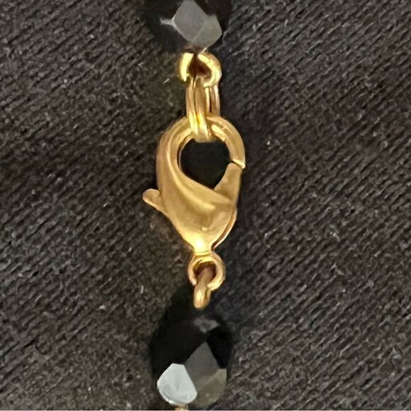 Vintage Jet Black Faceted Glass Bead Necklace~Hollywood Classic - Picture 10 of 10